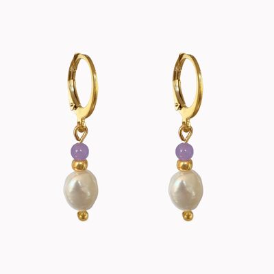 Earrings With Pearl Purple Gold