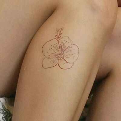 Red flower orchid temporary tattoo, red tattoo