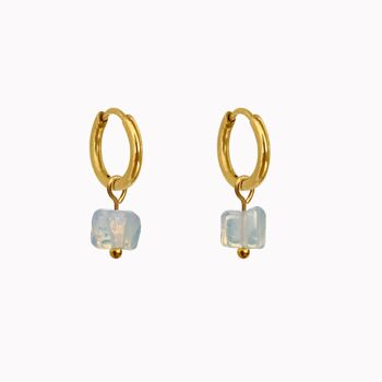 Boucles d'oreilles cristal opale or 1