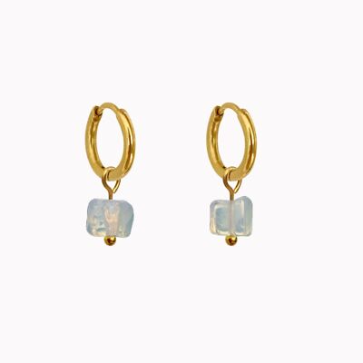 Boucles d'oreilles cristal opale or