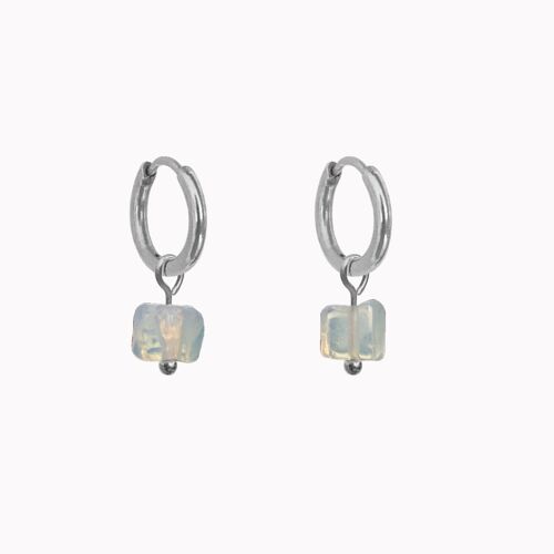 Oorbellen crystal opal zilver