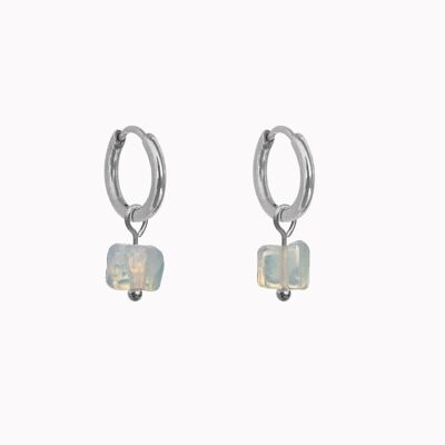 Oorbellen crystal opal zilver