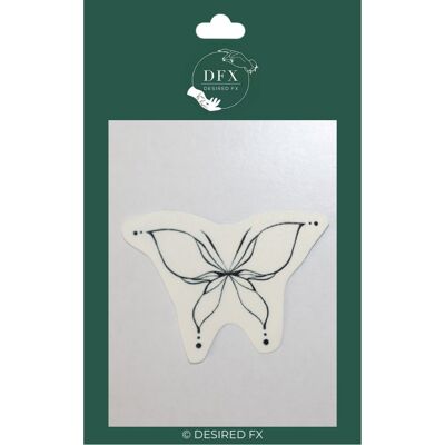 Butterfly fairy wing temporary tattoo b&w