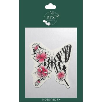 ROSE ROSE PAPILLON TATOUAGE TEMPORAIRE N&B 2