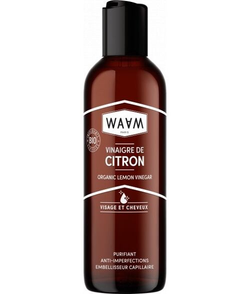 WAAM Cosmetics – Vinaigre de Citron BIO – Soin purifiant, anti-imperfection, protecteur et embellisseur – BIO et naturel – Vegan – 200ml