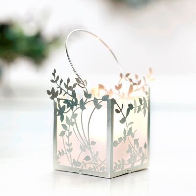 Tealight Holder with Foliage, Silver