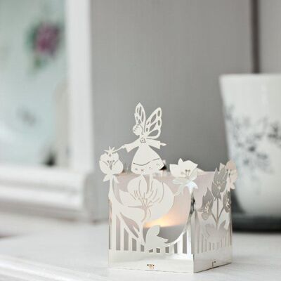 Tealight Holder with Fairy, Silver