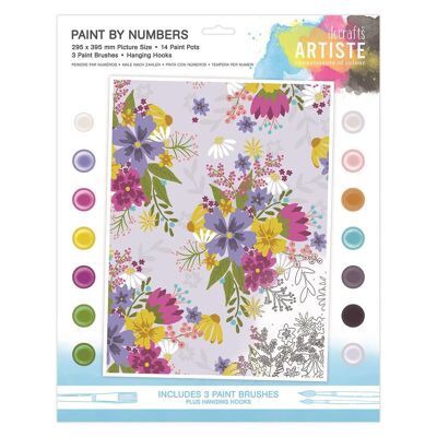 Paint By Numbers - Crowded Florals - 14 colours, 3 brushes