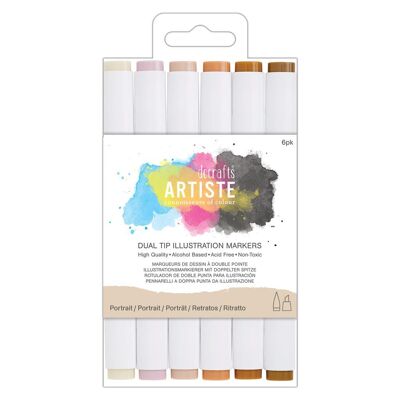 Dual Tip Illustration Markers - Chisel/Brush (6pk) - Portrait