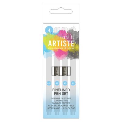 Artiste Black Fineliners (Pk 4) Nib size 0.05, 0.1, 0.3, 0.5mm