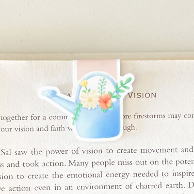 Watering Can With Flowers Magnetic Bookmark | Cute Spring Stationery | Page Marker