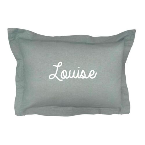 Coussin personnalisable en lin menthe prénom