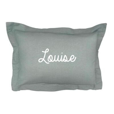 Customizable mint linen cushion first name