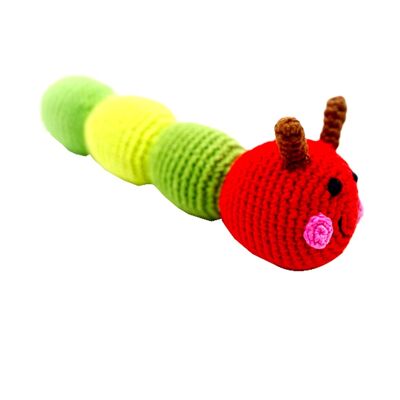 Hochet chenille en crochet pour bébé - vert