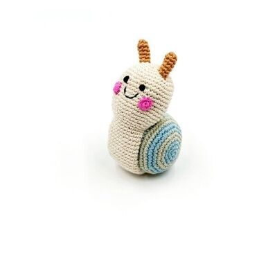 Hochet escargot au crochet pour bébé - crème