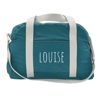 Sac à langer personnalisable bleu canard prénom 3