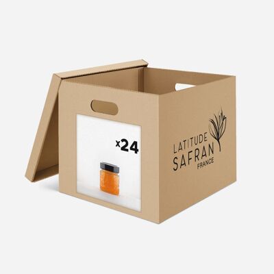 Kiste mit 24 Gläsern mit Safran-Edelsteinen - 120 g