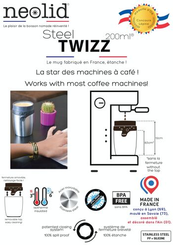 Mug isotherme made in France Steel TWIZZ 200ml Moka 7