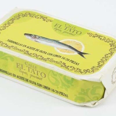 Conserva de sardinas pequeñas en aceite de oliva y limón