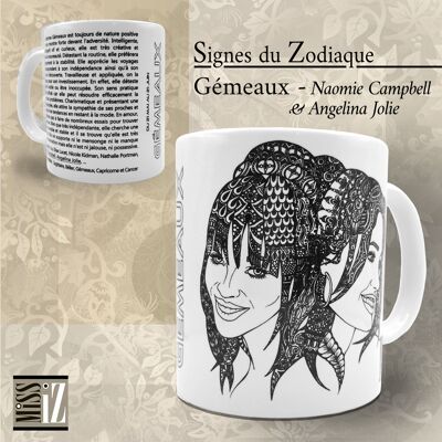 Taza ASTRO - Signo de Géminis - Angelina Jolie y Naomie Campbell
