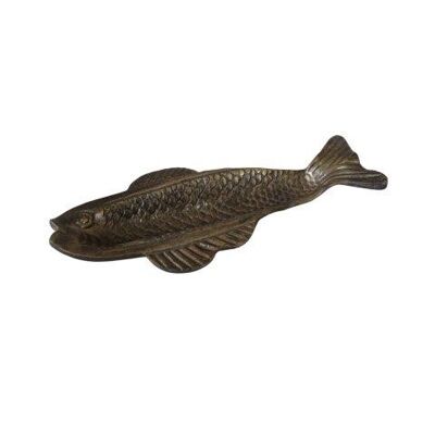 Tray S - Fish - Decoration - Metal - Antique Brass Shiny - 35cm length