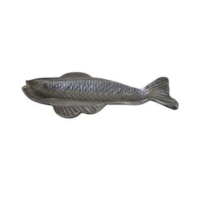 Tray S - Fish - Decoration - Metal - Silver Antique - 35cm length