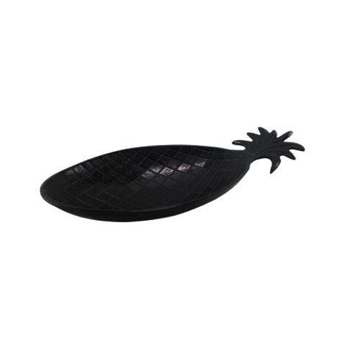 Tray - Pineapple - Decoration - Metal - Black Antique - 34cm length