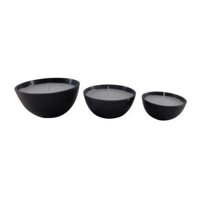 Round Bowls - Set of 3 - Metal - Zanzibar - Black Antique - Vanilla Candle