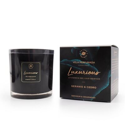 BOUGIE LUXURIUS GÉRANIUM ET CÈDRE 650g