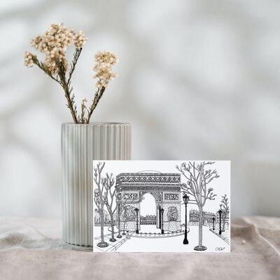 Confezione da 10 cartoline in bianco e nero Arc de Triomphe