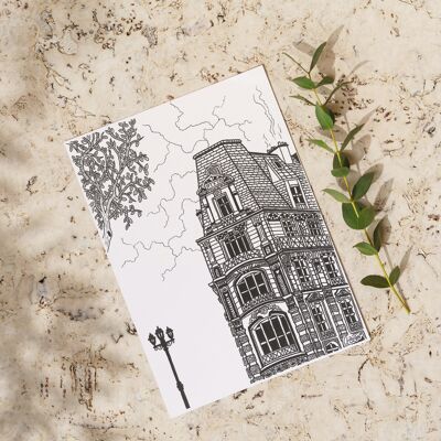 Pack 10 B&W Haussmann Building Postcards