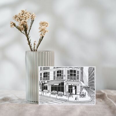 Confezione da 10 cartoline B&W Bistrot Paris