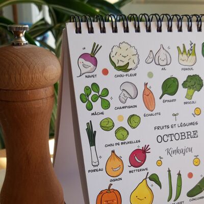 Calendario perpetuo di frutta e verdura (carino) di stagione