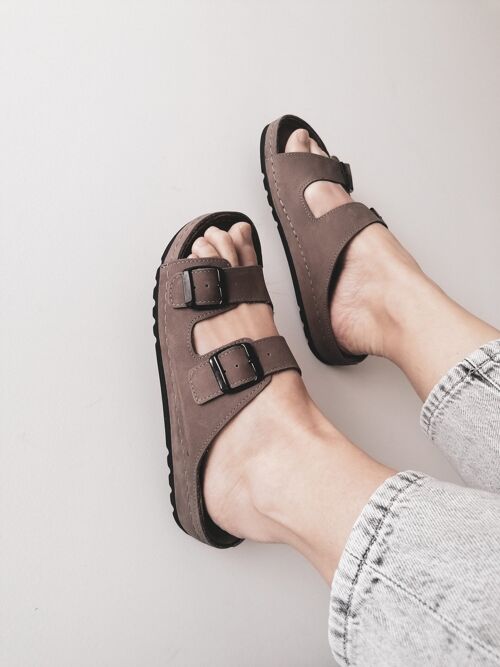 Grey Nubuck Leather Sandals