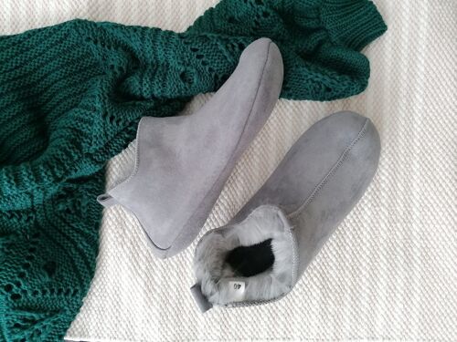 Miko Grey Sheepskin Boots Slippers