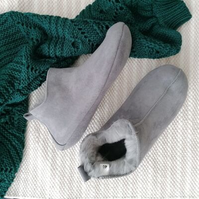 Miko Grey Sheepskin Boots Slippers