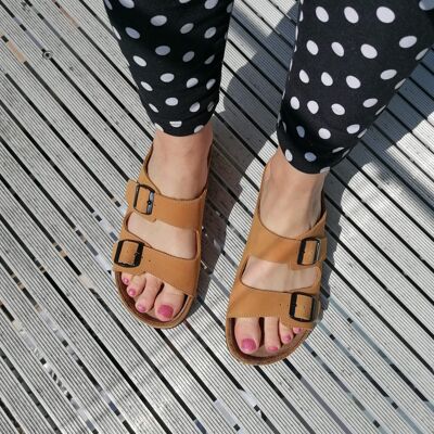 Honey Nubuck Leather Sandals - honey