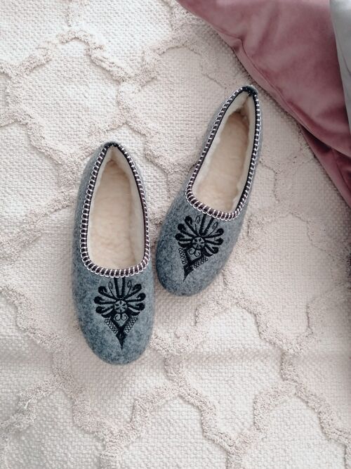 Felt Embroidered Ballerina Slippers