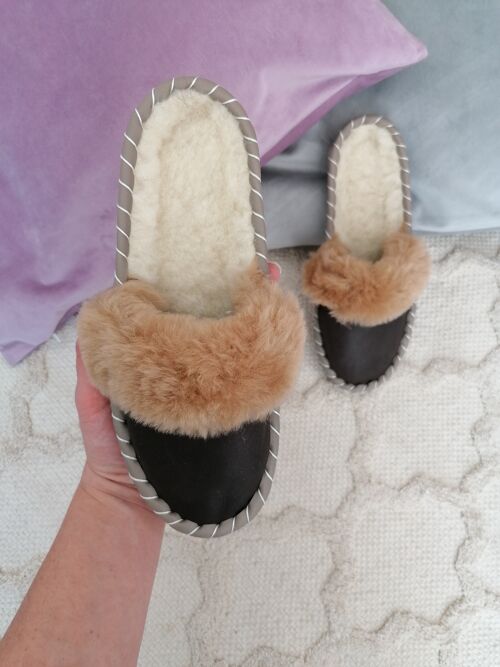 Mokka Sheepskin Mule Slippers