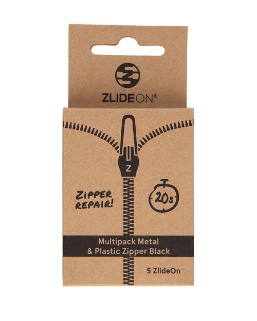 Multipack Metal & Plastic Zipper - Black