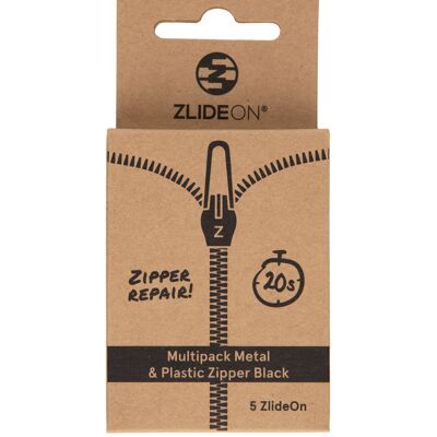 Multipack Metal & Plastic Zipper - Black