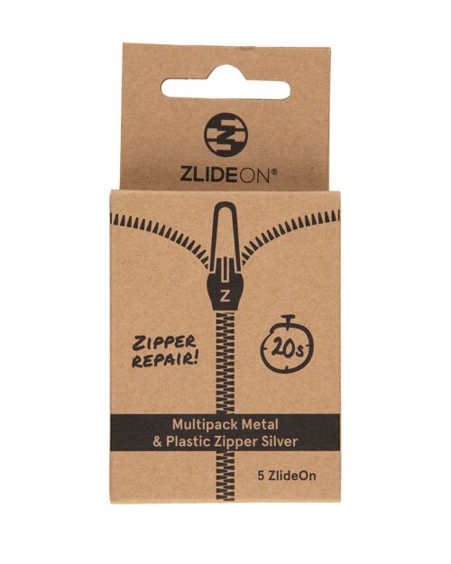 Multipack Metal & Plastic Zipper - Silver