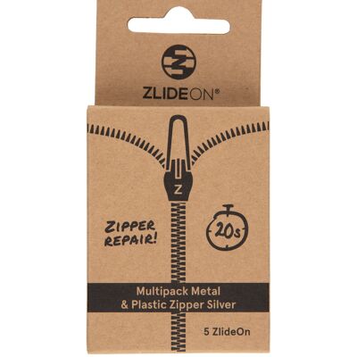 Multipack Metal & Plastic Zipper - Silver