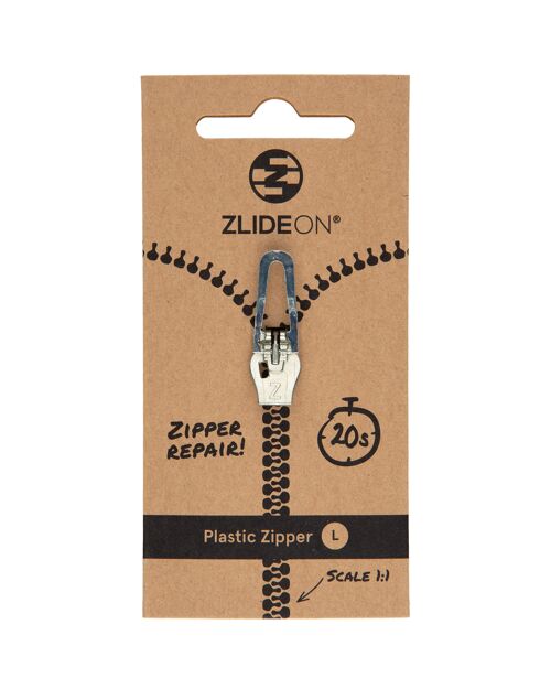 Plastic Zipper L - Silver