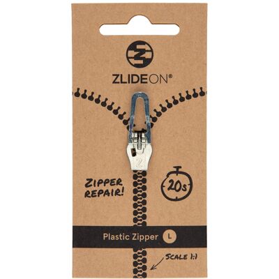 Plastic Zipper L - Silver