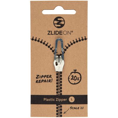 Plastic Zipper L - Silver
