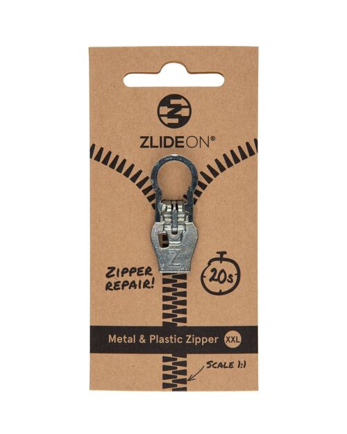 Metal & Plastic Zipper XXL - Silver