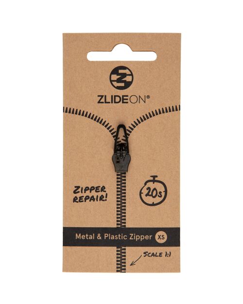 Metal & Plastic Zipper XS - Black