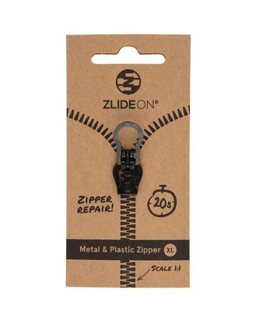 Metal & Plastic Zipper XL - Black