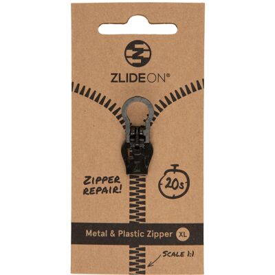 Metal & Plastic Zipper XL - Black